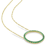 Created Emerald Open Circle Necklace