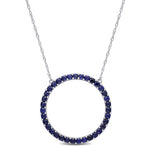 1 3/4 CT TGW Created Blue Sapphire 10K White Gold Open Circle Necklace
