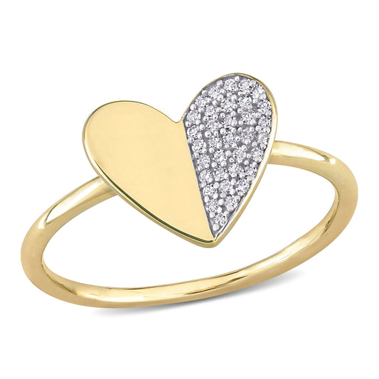 1/10 CT TW Diamond 10K Yellow Gold Heart Ring