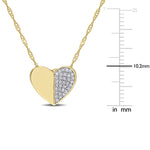 1/10 CT TW Diamond 10K Yellow Gold Heart Pendant With Chain