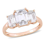 2 3/4 CT DEW Created Moissanite 3-Stone 10K Rose Gold Engagement Ring
