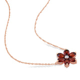 Garnet and Diamond Accent Floral Necklace