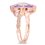 Amethyst Diamond Floral Ring
