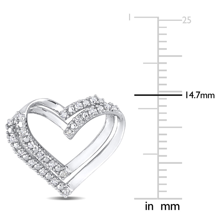 1/5 CT TW Diamond Sterling Silver Double Heart Stud Earrings