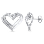 1/5 CT TW Diamond Sterling Silver Double Heart Stud Earrings