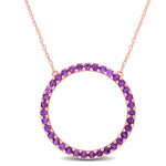 1 CT TGW Amethyst 10K Rose Gold Open Circle Necklace