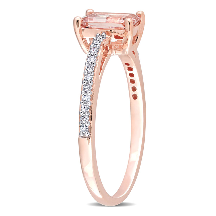 7/8 CT TGW Morganite and 1/10 CT Diamond 10K Rose Gold Engagement Ring
