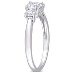 1 CT DEW Created Moissanite 3-Stone Sterling Silver Engagement Ring