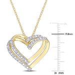 1/5 CT TW Diamond Yellow Plated Sterling Silver Double Heart Pendant Necklace