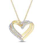 1/5 CT TW Diamond Yellow Plated Sterling Silver Double Heart Pendant Necklace