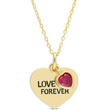 5/8 CT TGW Created Ruby "Love You Forever" Yellow Plated Sterling Silver Heart Pendant Necklace