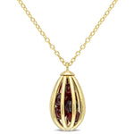 3 5/8 CT TGW Garnet Yellow Plated Sterling Silver Cage Pendant Necklace