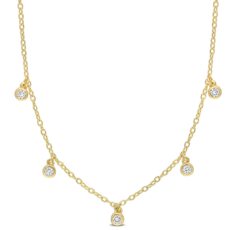 1/6 Carat TW Lab Created Diamond 18kt Yellow Gold Plated Sterling Silver Necklace