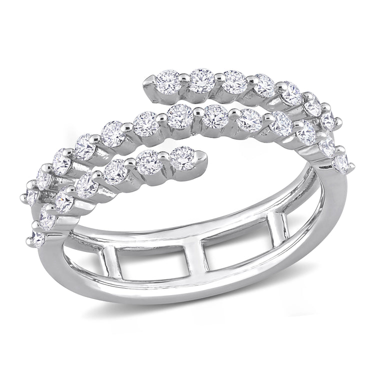 5/8 Carat TW Lab Created Diamond Platinum Plated Sterling Silver Coil Wrapped Ring