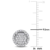 1/3 CT TW Diamond Sterling Silver Cluster Halo Earrings