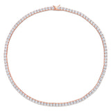 Created White Sapphire Tennis Necklace in Rose Plated Sterling Silver