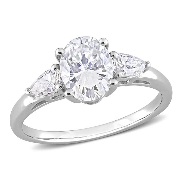 1-3/4 DEW Created Moissanite 3-Stone Engagement Ring