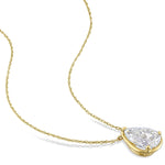 2 CT DEW Created Moissanite 10K Yellow Gold Teardrop Pendant Necklace