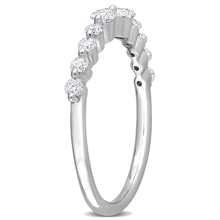2/5 CT DEW Created Moissanite Sterling Silver Semi-Eternity Ring