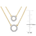 0.04 CT TW Diamond Yellow Silver Double Circle Layer Necklace