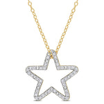 1/5 CT TW Diamond Yellow Sterling Silver Open Star Pendant Necklace
