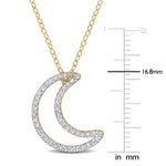 1/5 CT TW Diamond Yellow Sterling Silver Open Moon Pendant Necklace