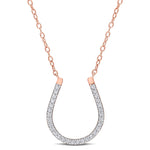 1/6 CT TW Diamond Rose Plated Sterling Silver Horseshoe Necklace