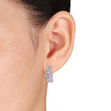 1/2 CT TW Diamond Sterling Silver Oval Interlocked Link Hoop Earrings