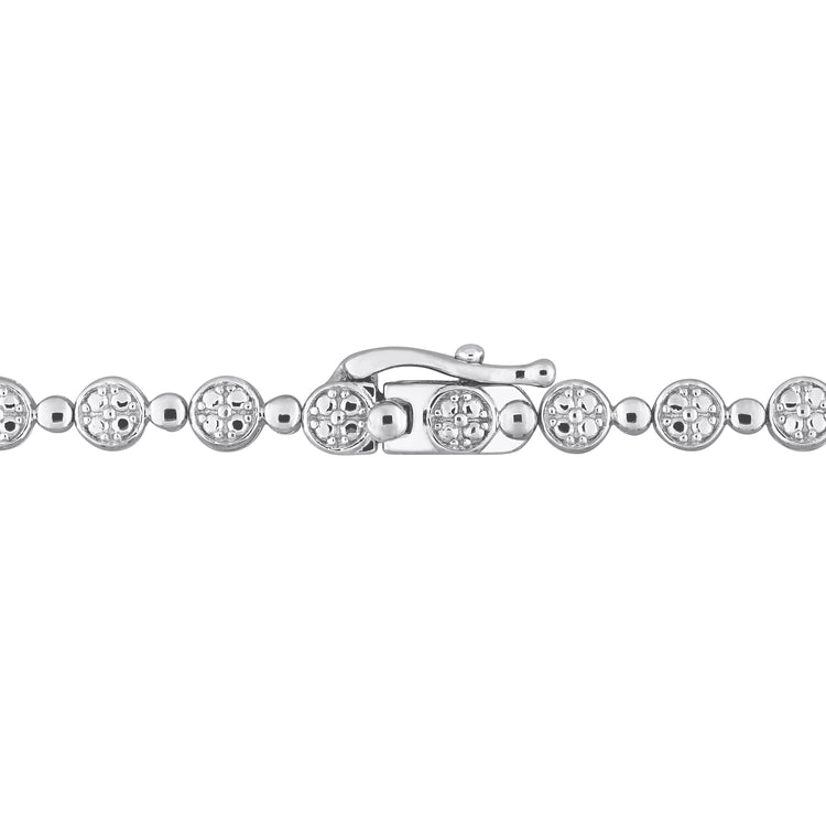 1 CT TW Diamond Sterling Silver Multi Strand Tennis Necklace