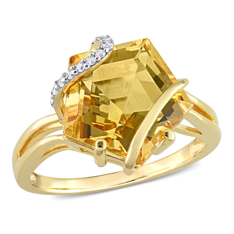 Citrine and Diamond Accent Ring