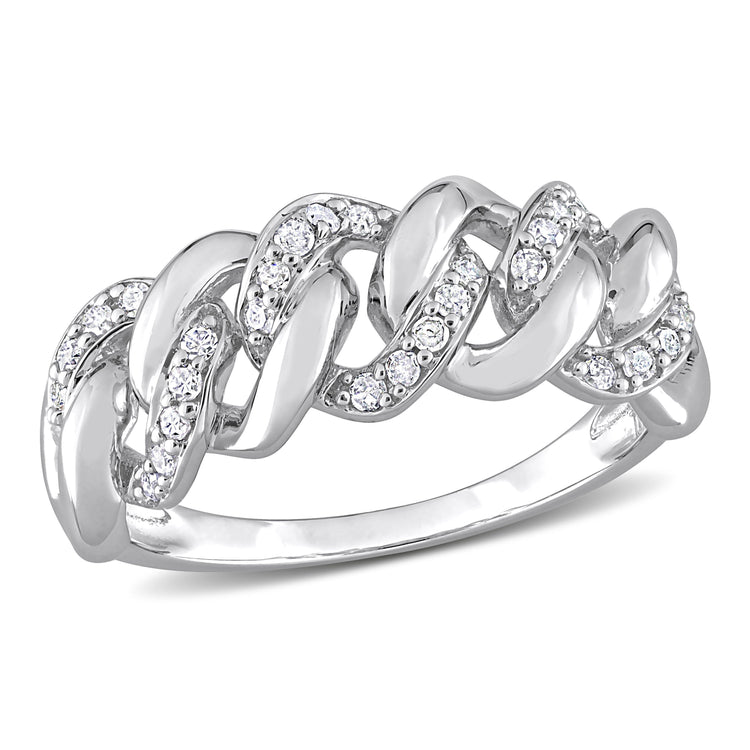 1/4 CT TW Diamond Sterling Silver Oval Link Ring