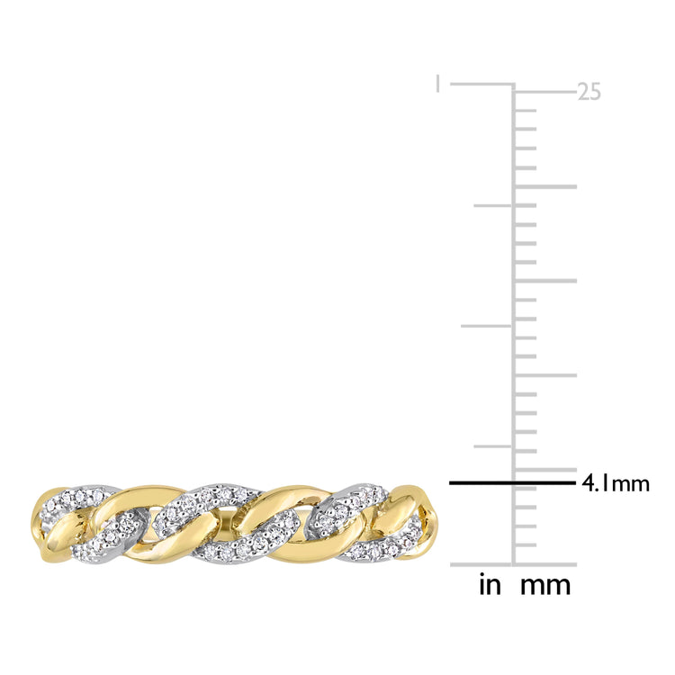 1/10 CT TW Diamond 10k Yellow Gold Mini Link Ring