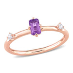 2/5 CT TGW Amethyst and White Topaz 10K Rose Gold Stackable Ring