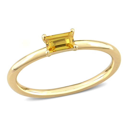 1/3 CT TGW Yellow Emerald Sapphire 10K Yellow Gold Stackable Ring