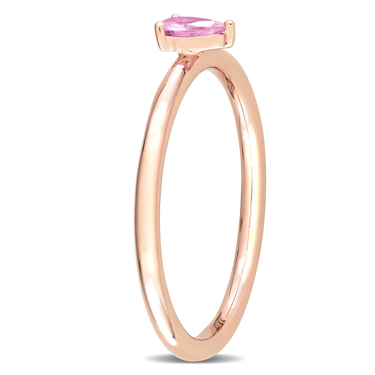 1/4 CT TGW Pink Sapphire 10K Rose Gold Stackable Ring