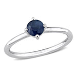5/8 CT TGW Round Sapphire Solitaire10K White Gold Stackable Ring