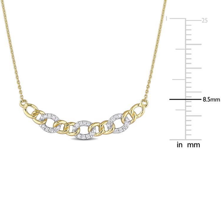 1/10 CT TW Diamond 10k White Yellow Gold 2 Tone Link Necklace