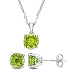 Peridot Solitaire Stud Earring and Pendant Set