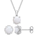 Opal Solitaire Stud Earring and Pendant Set