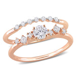 1/10 CT TW Diamond 14k Pink Gold Semi Eternity Ring Set