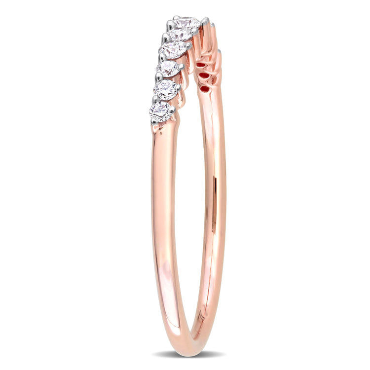 1/5 CT Diamond 14k Pink Gold Semi Eternity Ring