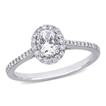 3/4 CT TW Oval and Round Diamonds 14k White Gold Engagement Ring