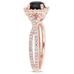 1 1/2 CT TW Black and White Diamond 14k Pink Gold Engagement Ring