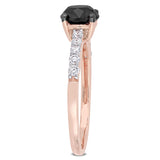 1 1/4 CT TW Black and White Diamond 14k Pink Gold Engagement Ring
