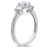 1 CT TW Emerald 3-Stone Diamond 14K White Gold Engagement Ring