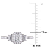 1 CT TW Emerald 3-Stone Diamond 14K White Gold Engagement Ring