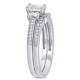 1 CT TW Emerald Diamond 3-Stone 14K White Gold Bridal Ring Set