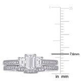 1 CT TW Emerald Diamond 3-Stone 14K White Gold Bridal Ring Set