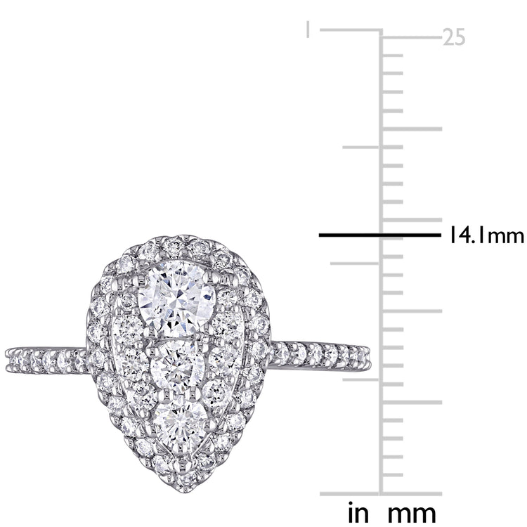 1 CT TW Composite Pear-Shaped Diamond 10K White Gold Engagement Ring