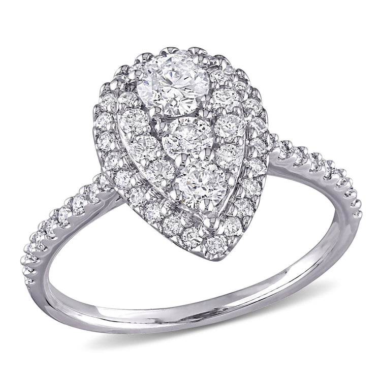 1 CT TW Composite Pear-Shaped Diamond 10K White Gold Engagement Ring